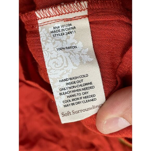 Soft Surroundings Women's S Orange Button-Up Rayon Tunic Shirt Casual Minimalist - Picture 5 of 10